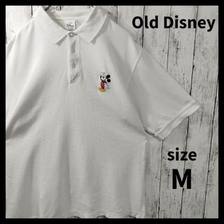 ディズニー(Disney)の【Old Disney】無地鹿子ポロシャツ　半袖　刺繍ミッキー　ワンポイント　夏(ポロシャツ)