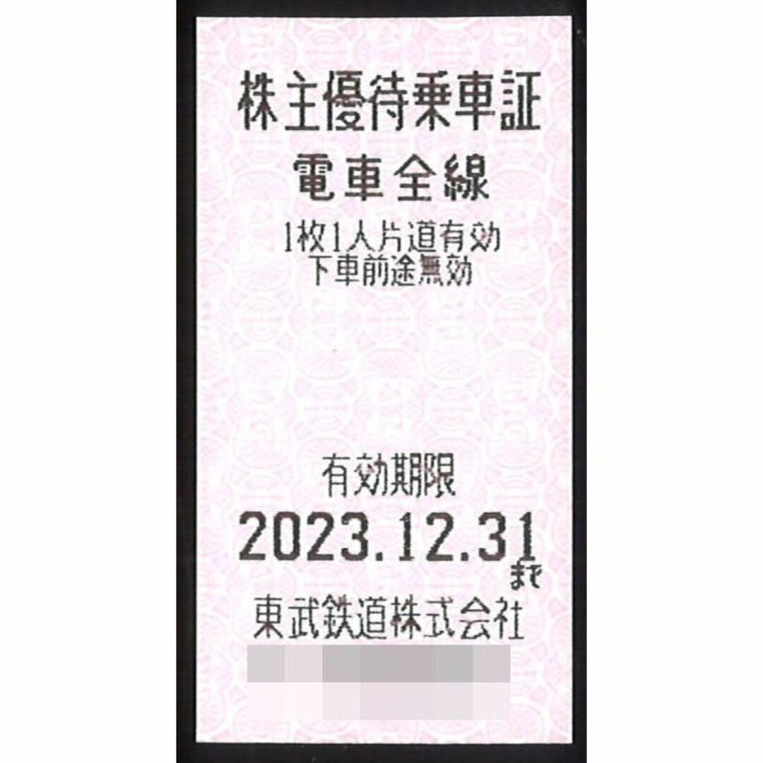 東武鉄道 株主優待 乗車証 電車全線 12枚/有効期限：2023.12.31まで