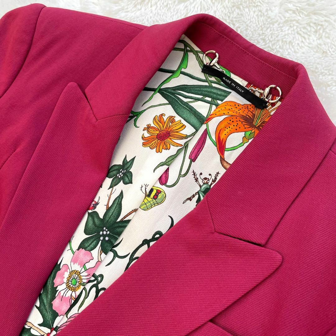 GUCCI✨テーラードジャケット フローラ 総柄 花柄 ワインレッド 36 S-