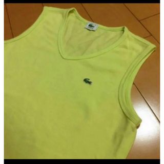 ラコステ(LACOSTE)のラコステレモンイエローコットンカノコノースリーブ(Tシャツ(半袖/袖なし))