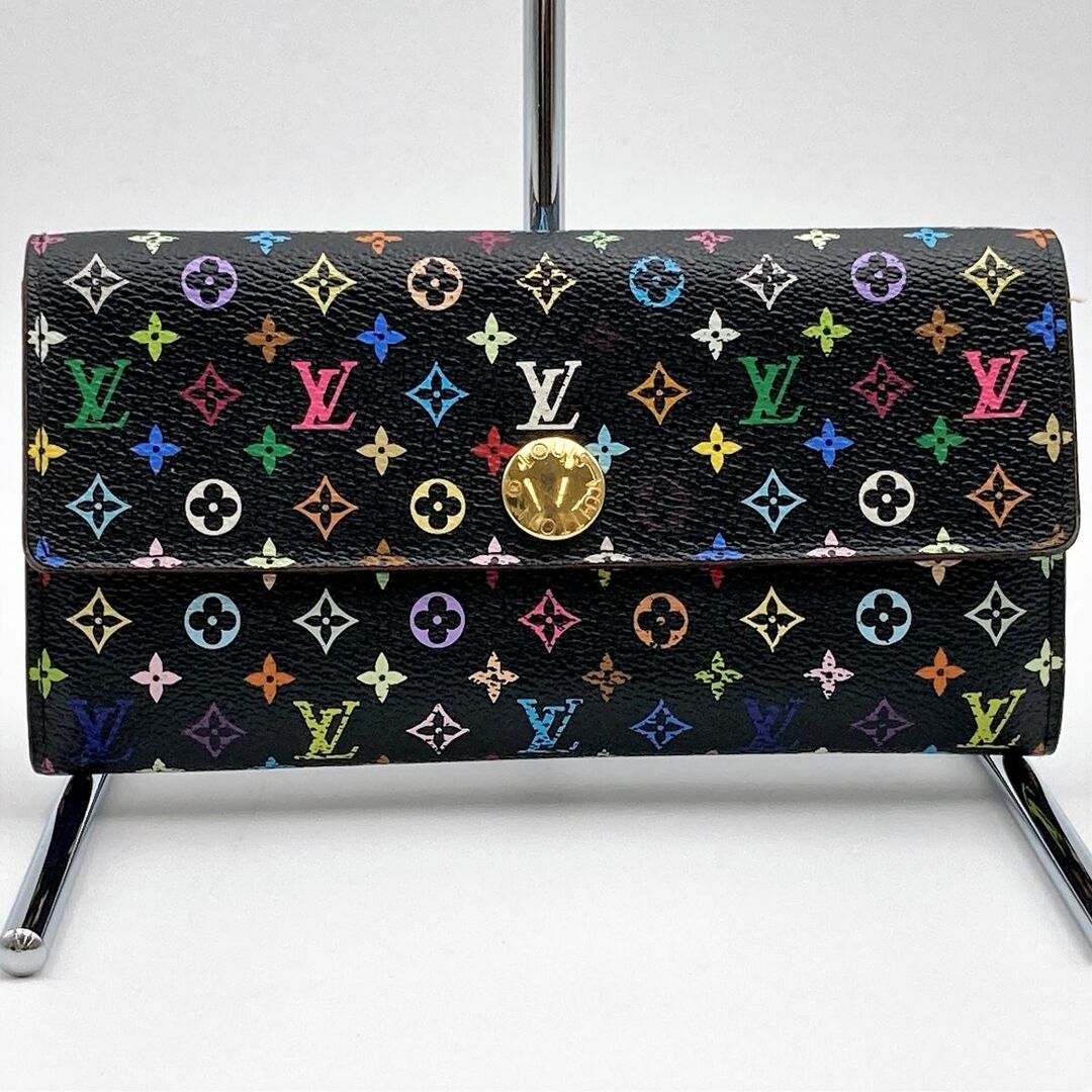 LOUIS VUITTON ルイ・ヴィトン ポルトフォイユ・サラ ヴィオレ モノグラム・マルチカラー 長財布 財布 ブラック PVC レディース メンズ M60273 USED