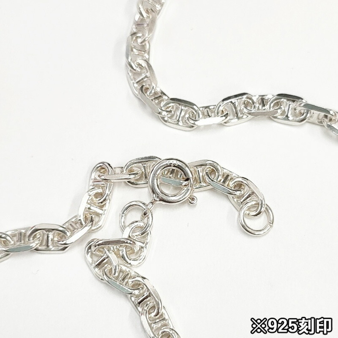 シルバー 925 アンカーチェーン カット ネックレス  Silver Anchor Chain Necklace   サイズ：56cm  シルバーアクセサリー 小ぶり 細め  メンズ  レディース  【新品】