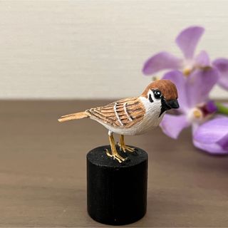 野鳥彫刻 すずめ首傾げ ミニチュア 作者ituo(彫刻/オブジェ)