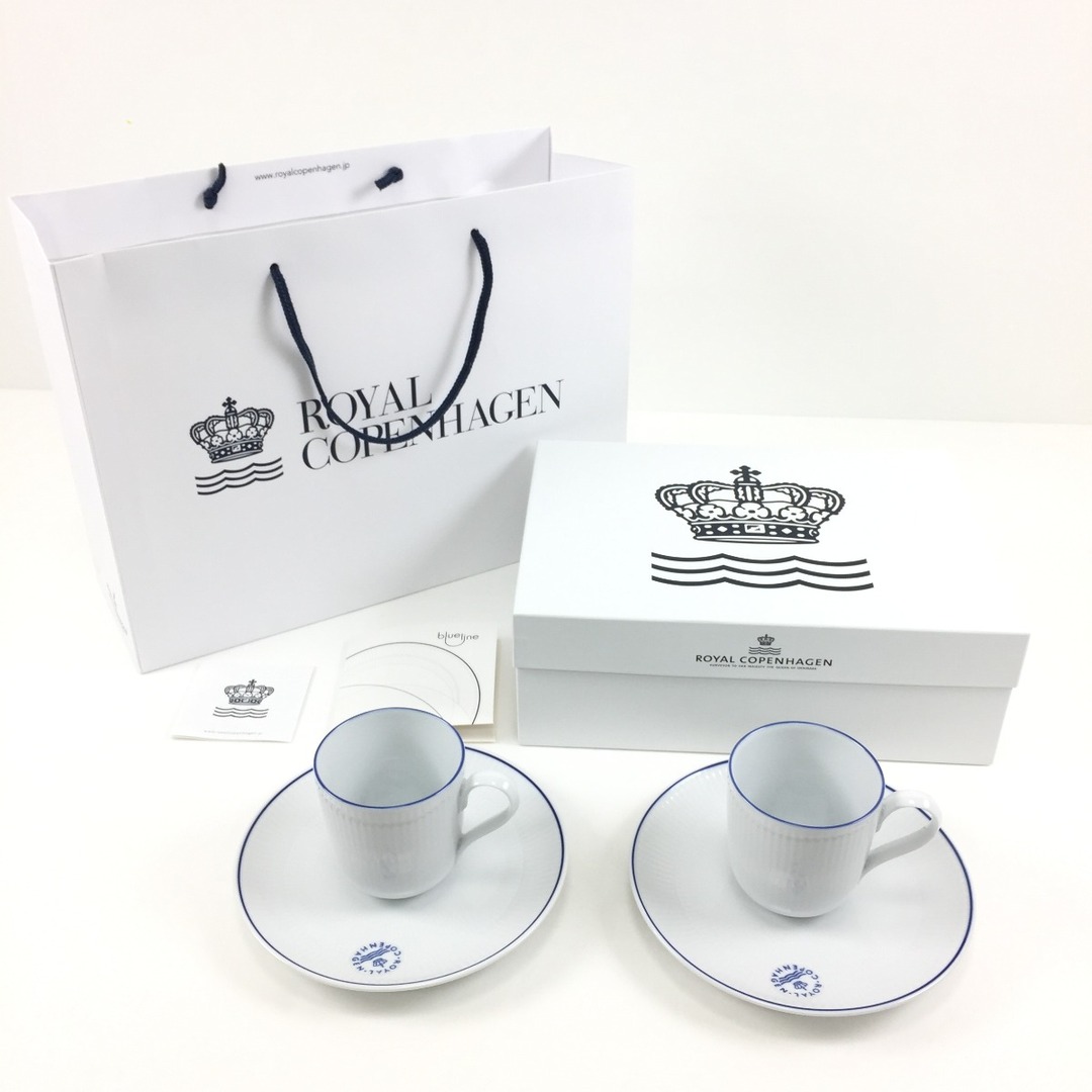 $$ ROYAL COPENHAGEN ロイヤル・コペンハーゲン BLUELINE マグカップ2p プレート19cm 2p ペアセット