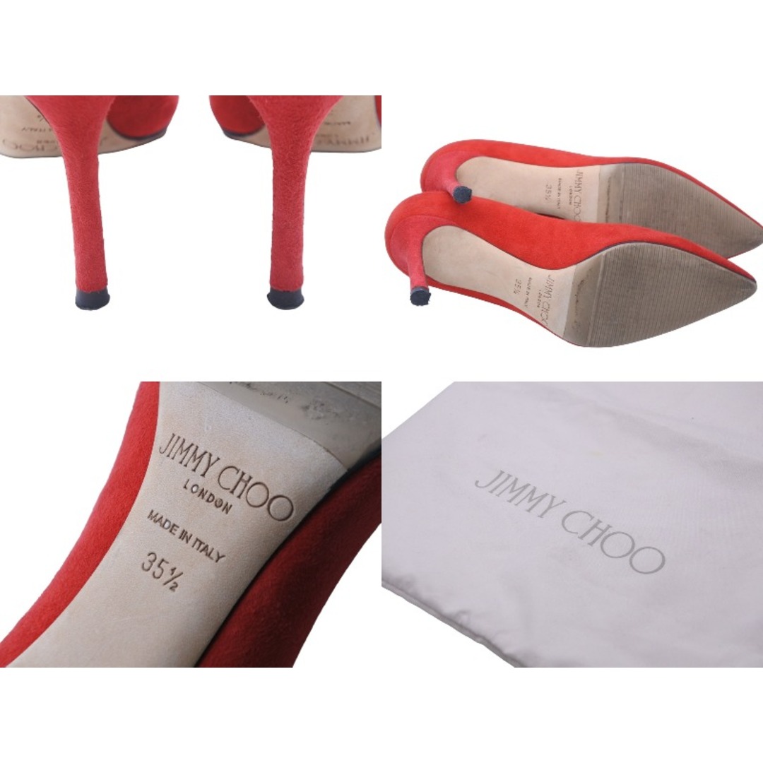 JIMMY CHOO(ジミーチュウ)のJIMMY CHOO ジミーチュウ パンプス シューズ 靴 スエード レッド サイズ35 1/2 イタリア製 良品 中古 53083 レディースの靴/シューズ(ハイヒール/パンプス)の商品写真