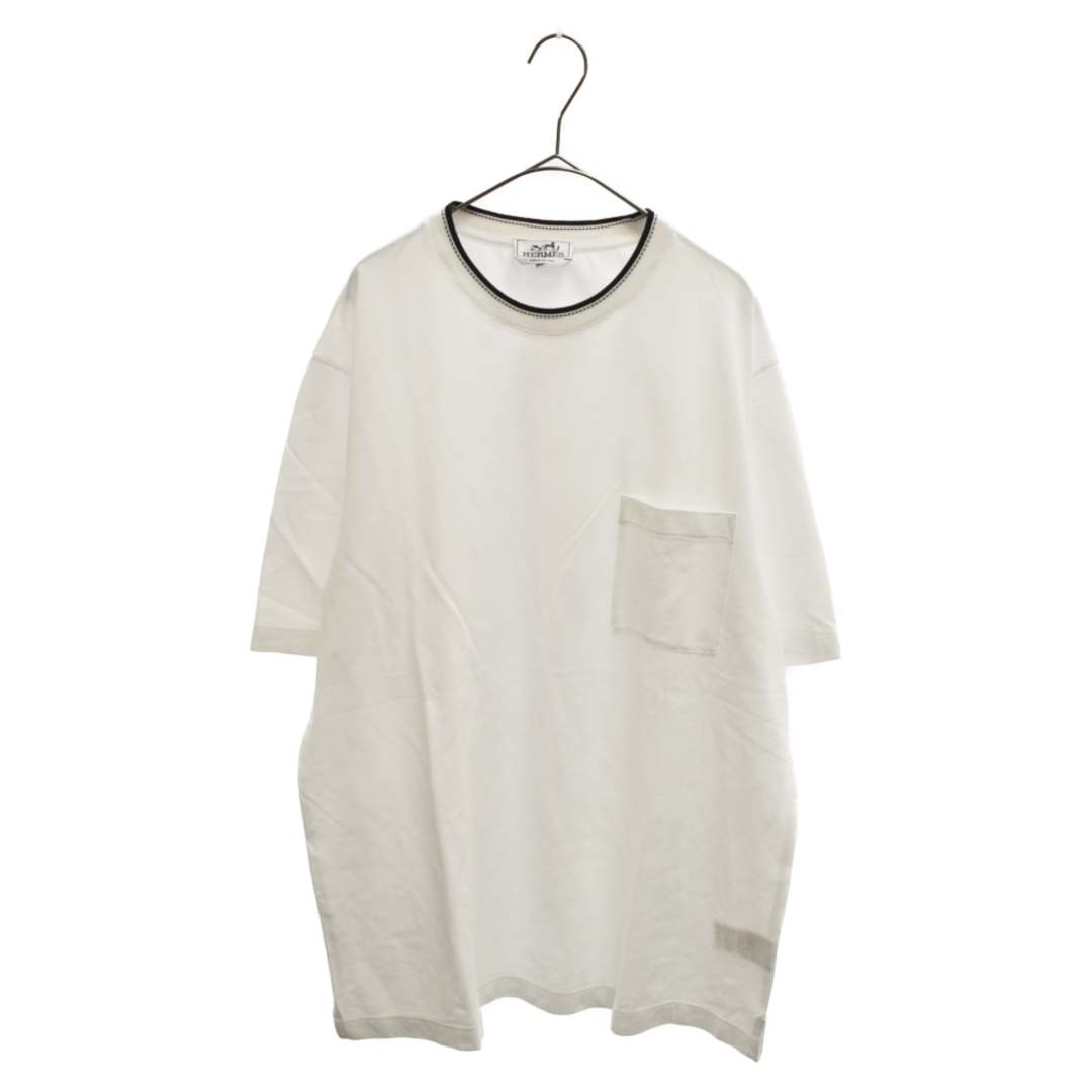 HERMES エルメス 胸ポケット付きHロゴ刺繍 パイピング半袖Tシャツ ホワイト | フリマアプリ ラクマ