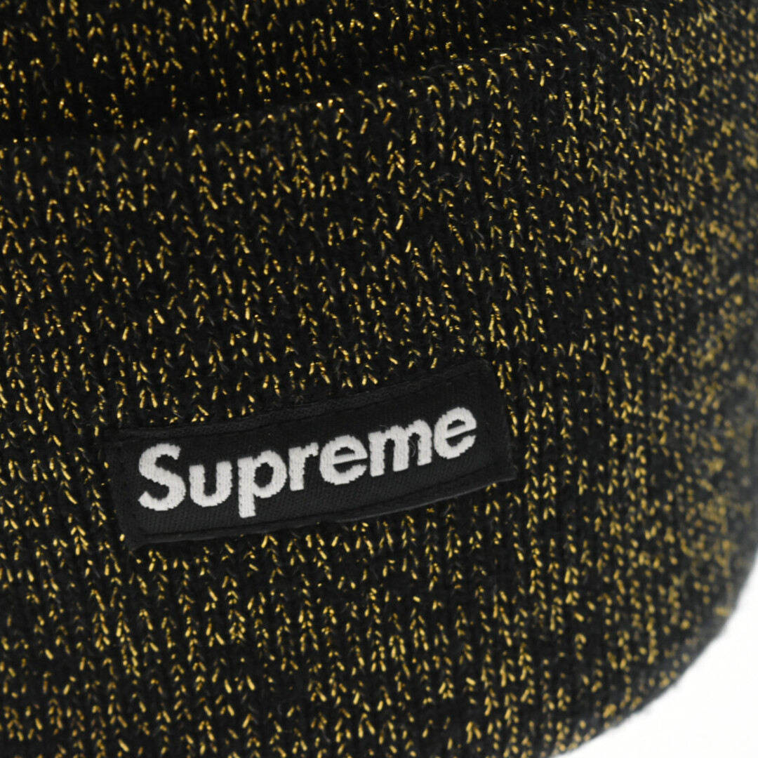 Supreme(シュプリーム)のSUPREME シュプリーム 16SS Tinsel Beanie ラメ入りボックスロゴニット帽 ビーニー ブラック/ゴールド メンズの帽子(ニット帽/ビーニー)の商品写真