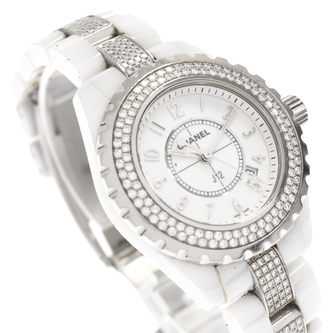 CHANEL シャネル J12 ホワイトセラミック ベゼル ベルト ダイヤ 腕時計 ウォッチ ホワイト H1420 33mm 3
