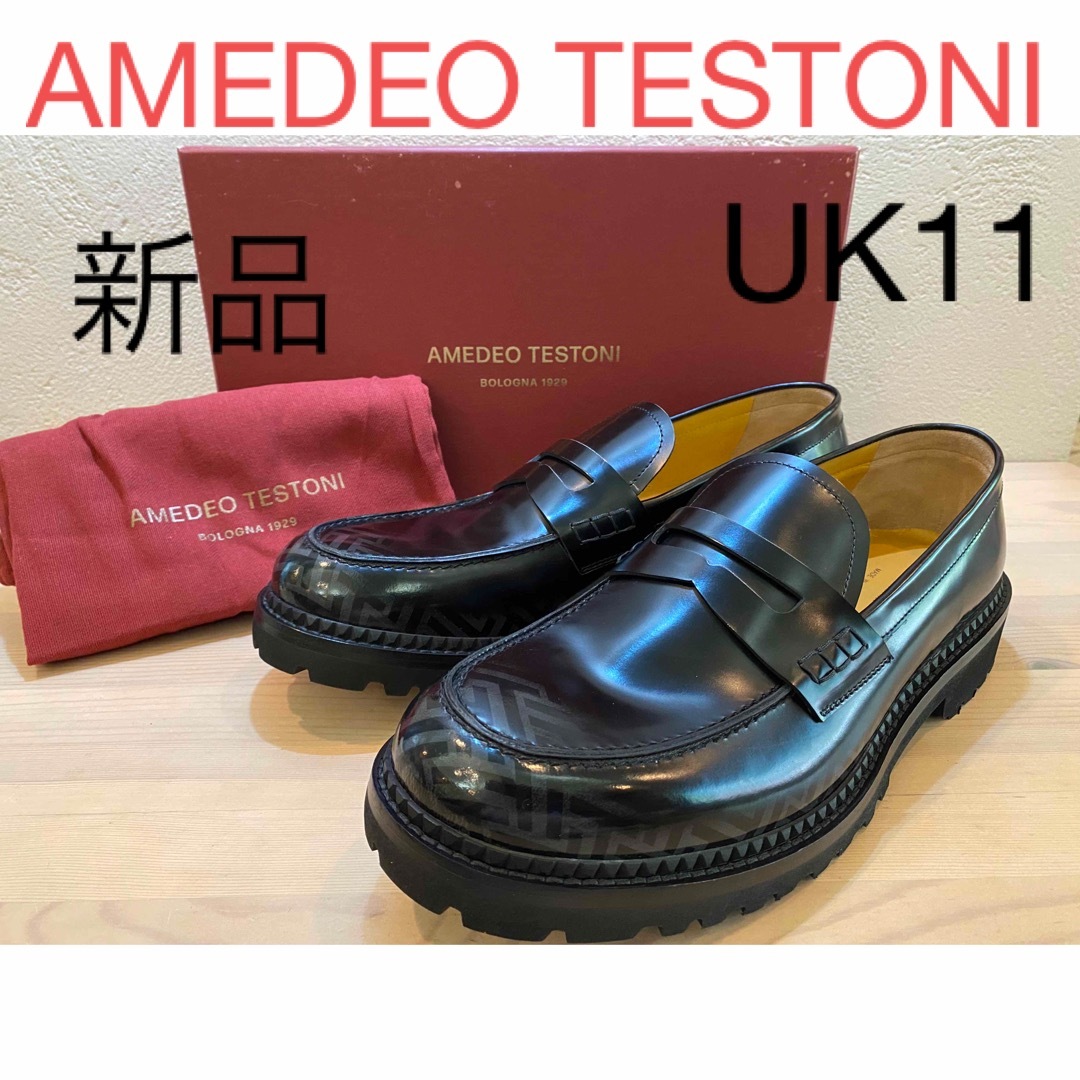 最終値下げ 新品 a.testoni ブラッシュドカーフレザー コイン