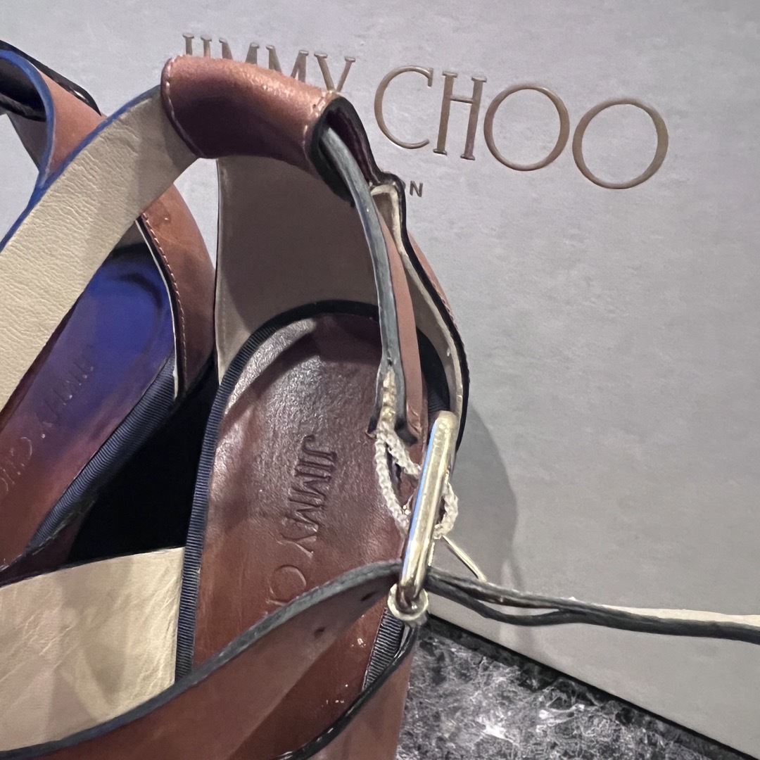 JIMMY CHOO(ジミーチュウ)の【即配送】JIMMY CHOO ウッド　36 1/2  ウェッジソール レディースの靴/シューズ(サンダル)の商品写真