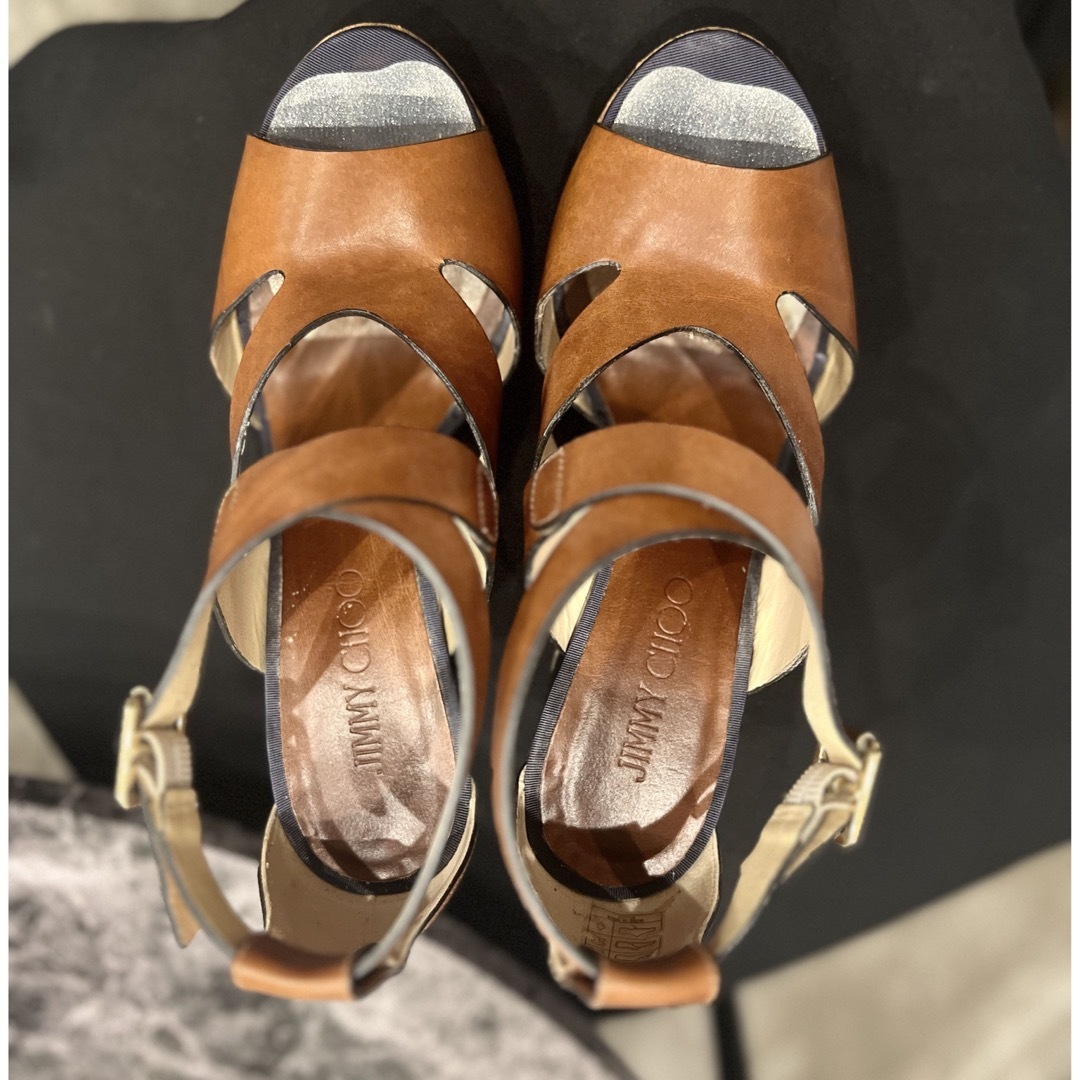 JIMMY CHOO(ジミーチュウ)の【即配送】JIMMY CHOO ウッド　36 1/2  ウェッジソール レディースの靴/シューズ(サンダル)の商品写真