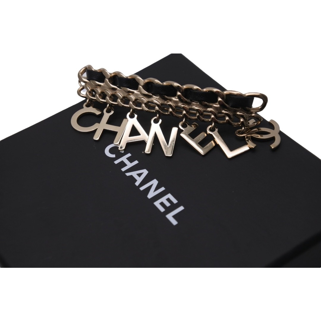 CHANEL シャネル バレッタ アクセサリー 小物 ブランドロゴ B19P GP レザー ゴールド ブラック 12.0g 美品  53336