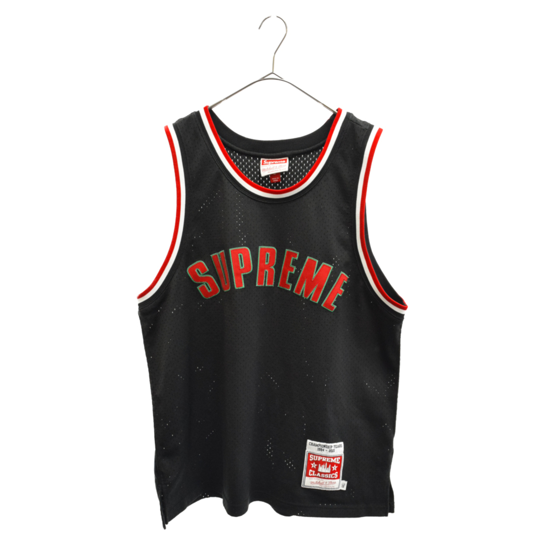 70センチ身幅SUPREME シュプリーム 21SS Mitchell & Ness Basketball Jersey バスケットボールゲームシャツ ノースリーブカットソー ブラック