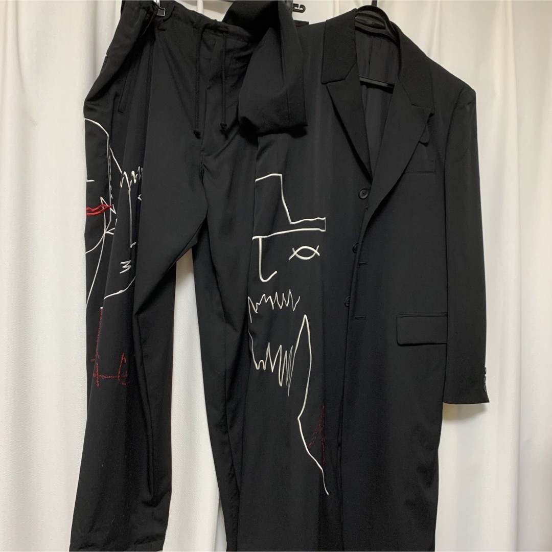 Yohji Yamamoto POUR HOMME(ヨウジヤマモトプールオム)の【ヨウジヤマモト】リエギャバ ドクタージャケット パンツ セットアップ メンズのスーツ(セットアップ)の商品写真