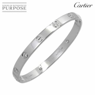 カルティエ(Cartier)のカルティエ Cartier ラブブレス ハーフ ダイヤ 4P #17 K18 WG ホワイトゴールド 750 新型 ブレスレット バングル【証明書付き】VLP 90195082(ブレスレット/バングル)