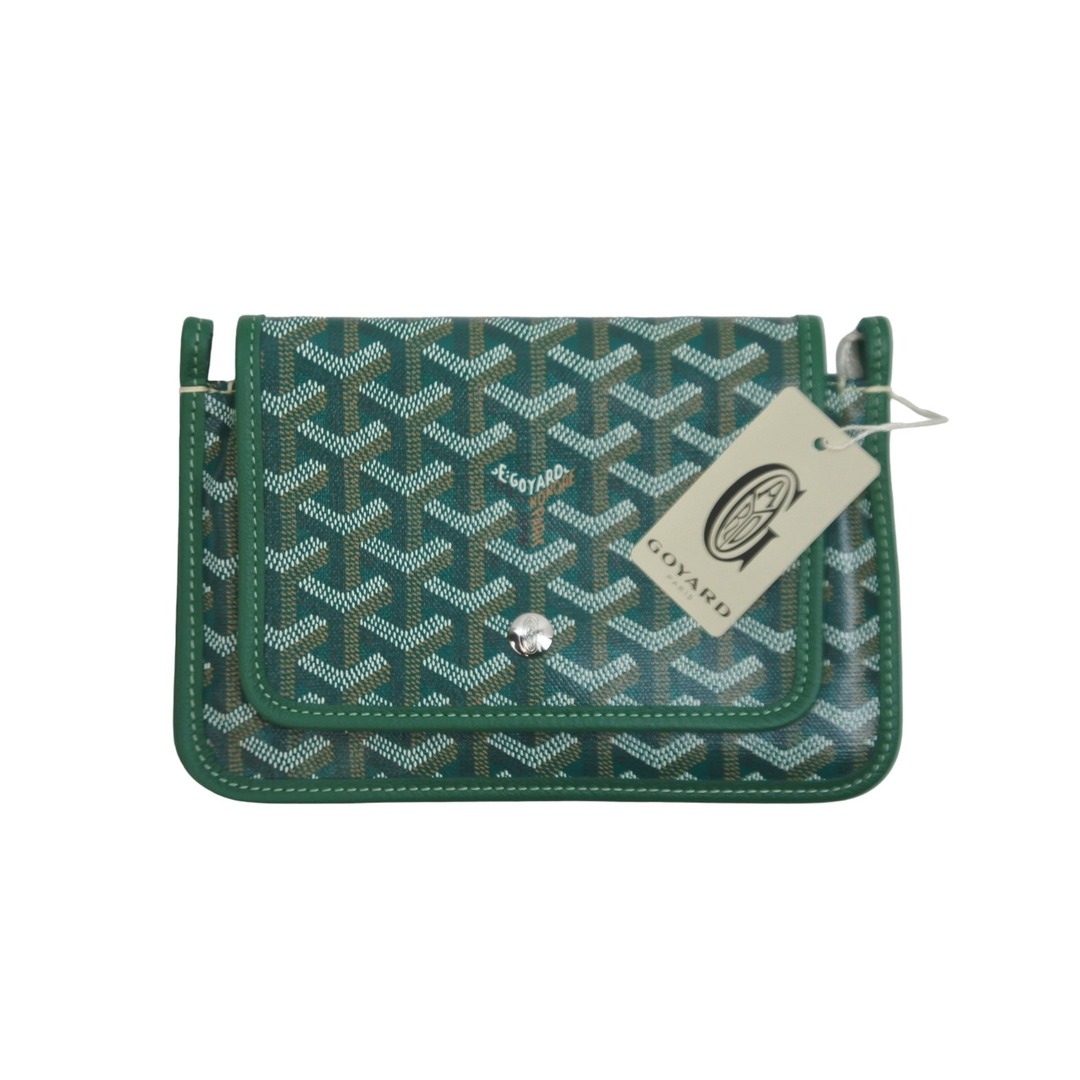 新品未使用 GOYARD ゴヤール ショルダーバッグ プリュメ ポーチウォレット グリーン PVC レザー シルバー金具 中古 52474