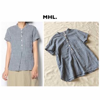 エムエイチエル(MHL.)のMHL リネン コットン ギンガムチェック 半袖 バンドカラー シャツ Ⅱ(シャツ/ブラウス(半袖/袖なし))