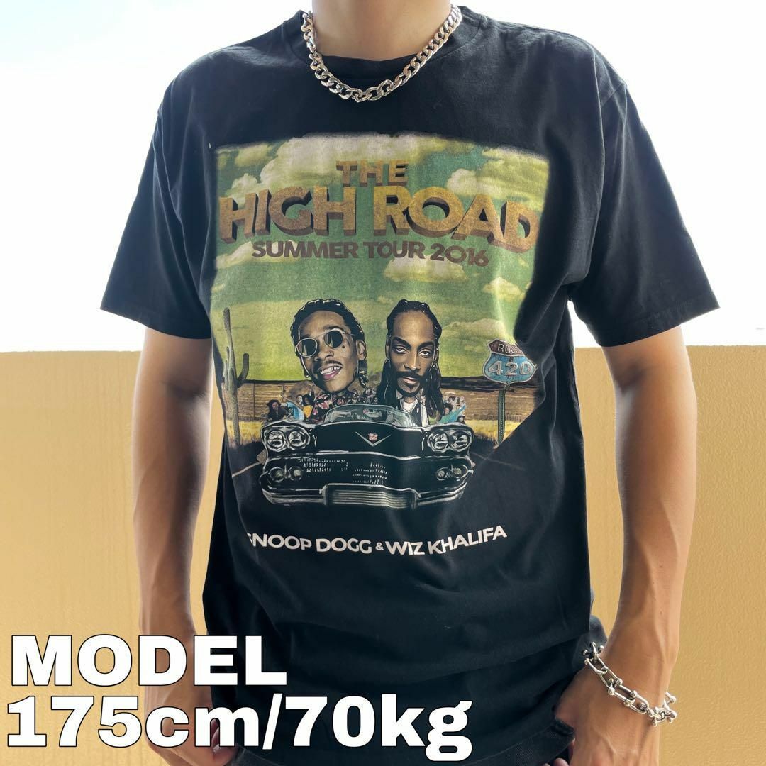 スヌープドッグ ウィズカリファ ラップT ツアープリントTシャツ L ブラック