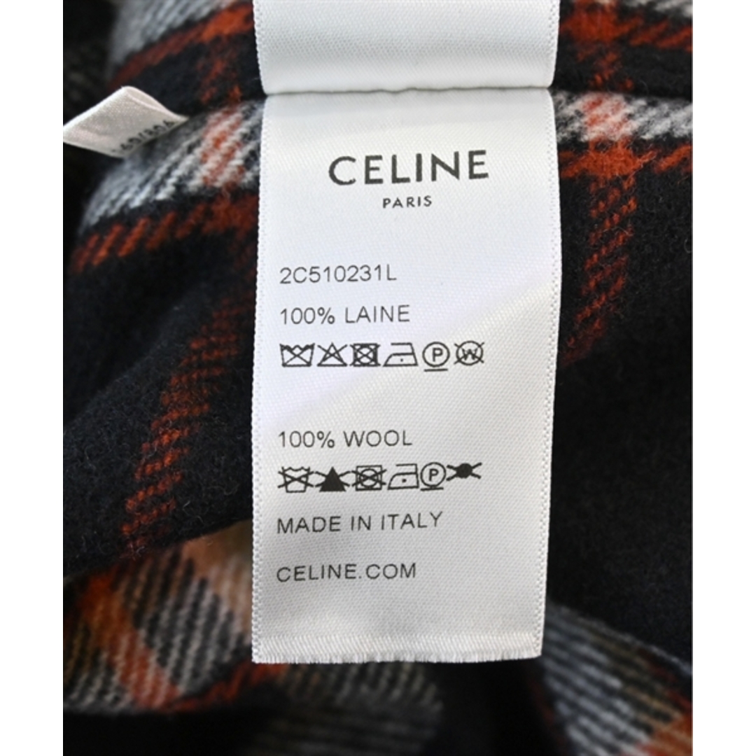celine - CELINE カジュアルシャツ 37(XS位) 黒x白xオレンジ等