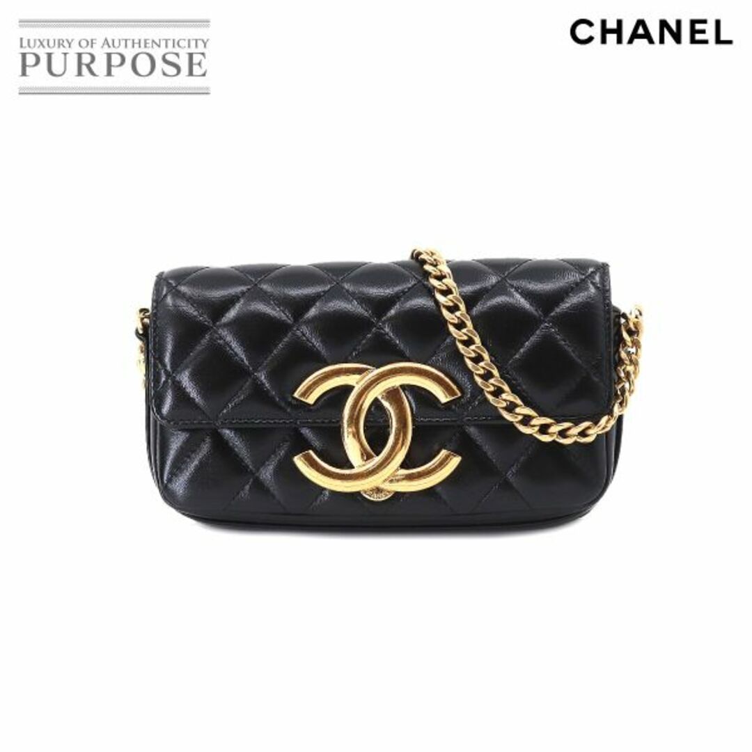 未使用 展示品 シャネル CHANEL ミニ マトラッセ チェーン ショルダー バッグ レザー ブラック AP3207 フォン ケース VLP 90201452