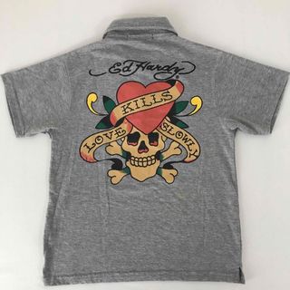 エドハーディー(Ed Hardy)のED Hardy  半袖ポロシャツ　グレー(Tシャツ/カットソー)