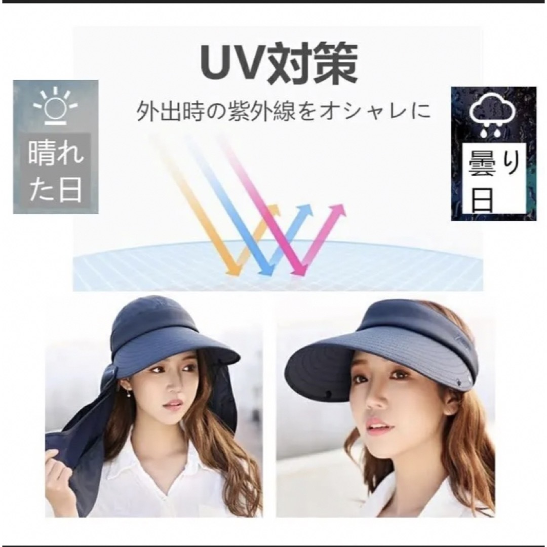 美品！レディース つば広帽子　uvカット サンバイザー F  レディースの帽子(ハット)の商品写真