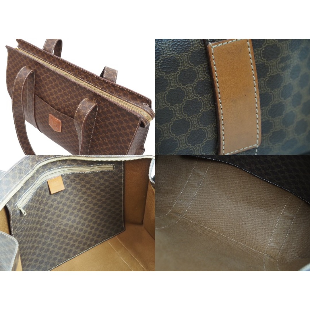 CELINE セリーヌ トートバッグ マカダム柄 MC99/2 ブラウン PVCレザー ゴールド金具 美品  51426