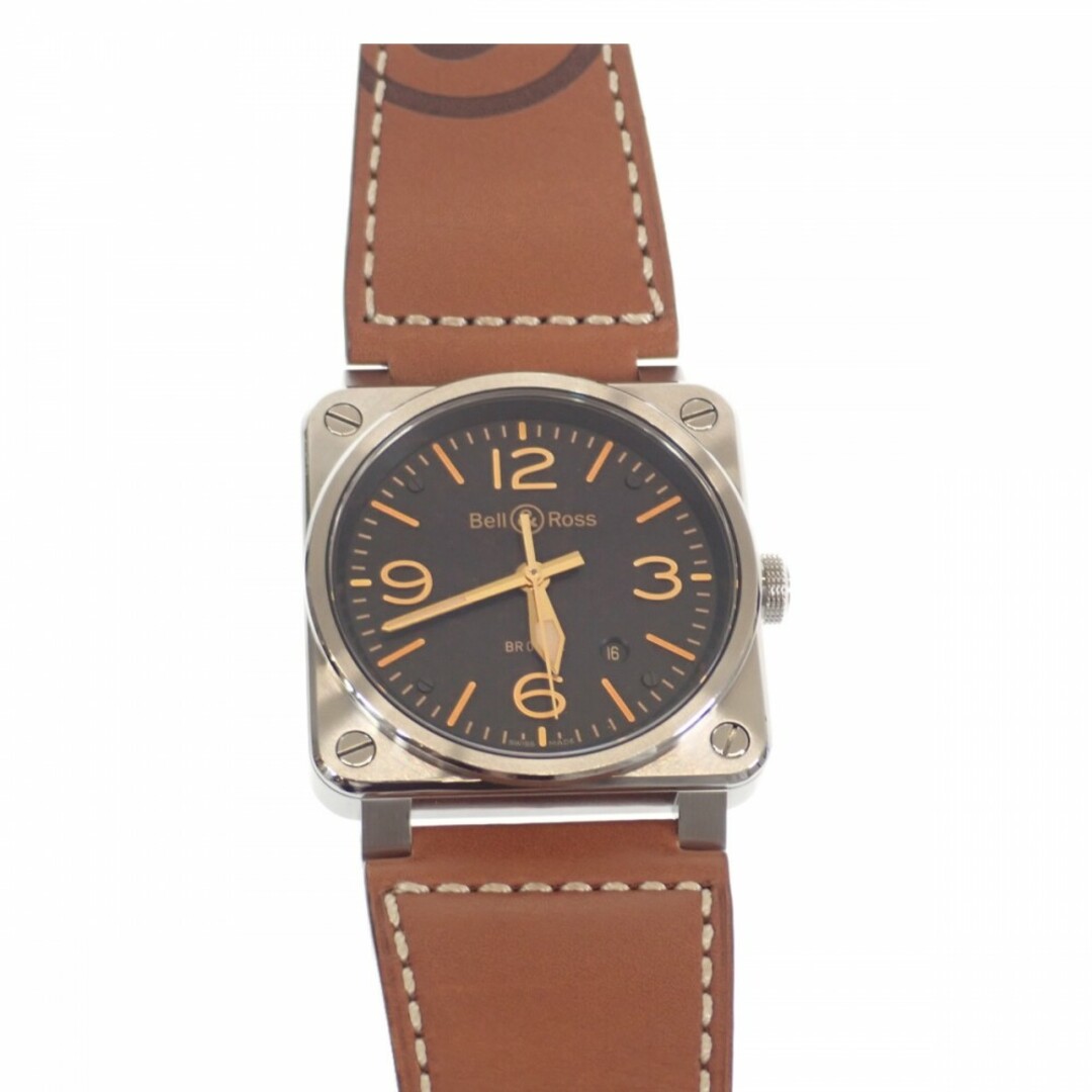 【Aランク】Bell&Ross ベル&ロス ゴールデンヘリテージ メンズ 腕時計 BR03-92GOLDENHERI-CA ステンレス レザーベルト ブラック文字盤【ISEYA】