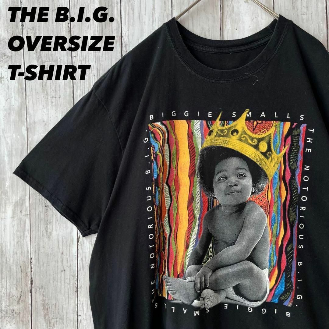 MUSIC TEE(ミュージックティー)のミュージックTシャツ古着THE B.I.G.ビジー　オーバーサイズプリント　黒 メンズのトップス(Tシャツ/カットソー(半袖/袖なし))の商品写真