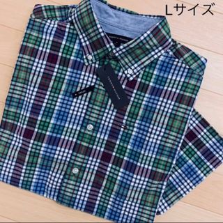 トミーヒルフィガー(TOMMY HILFIGER)の★Tommy Hilfiger【L】US限定マドラスチェックストレッチ半袖シャツ(シャツ)