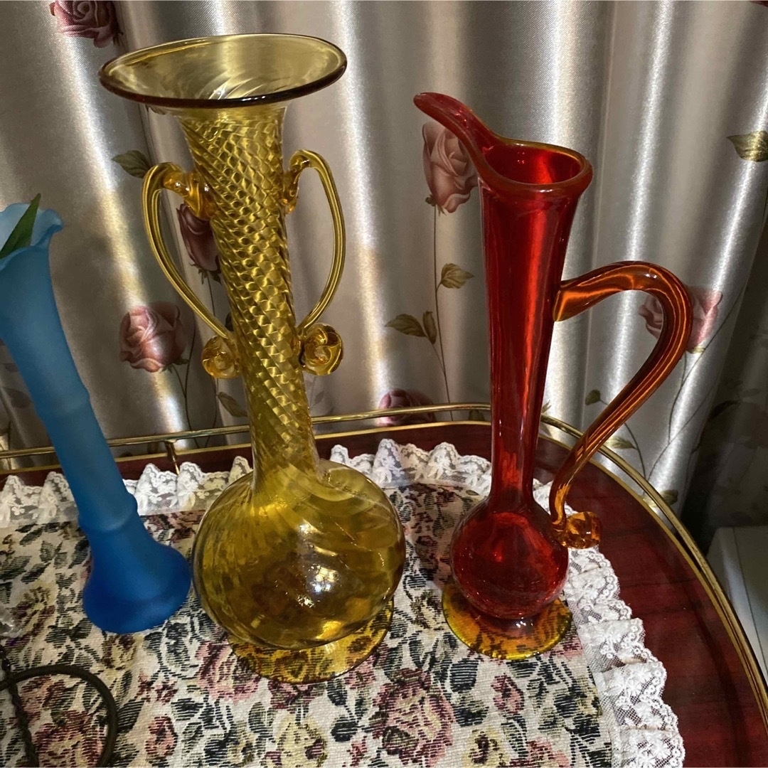 インテリア/住まい/日用品カラフルな　琉球ガラス　花瓶  ステンドグラス吊り　４点