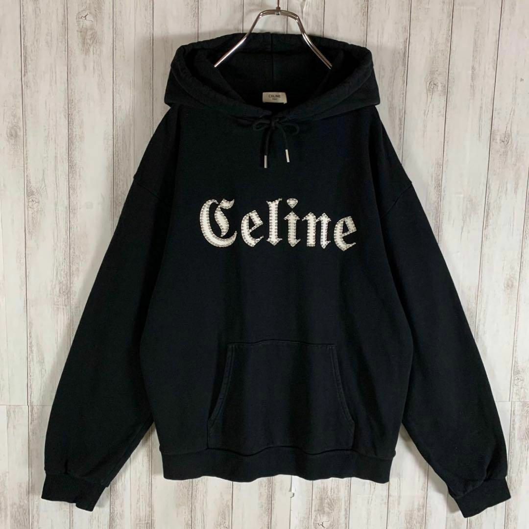 即完売モデル】CELINE セリーヌ センターロゴ スタッズ 超希少 パーカー-