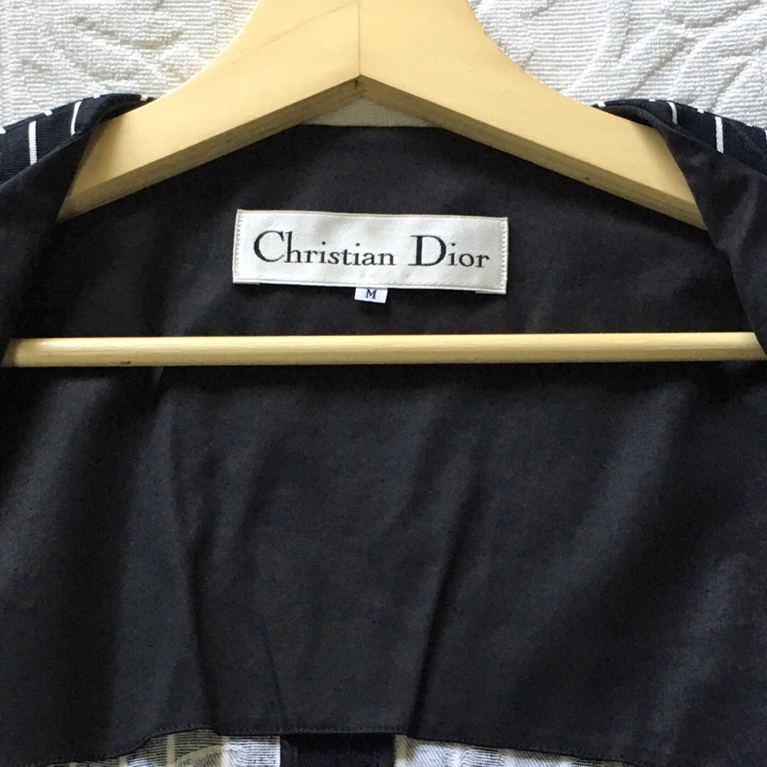 美品 Christian Dior ヴィンテージ半袖ジャケット 葉柄ストライプ