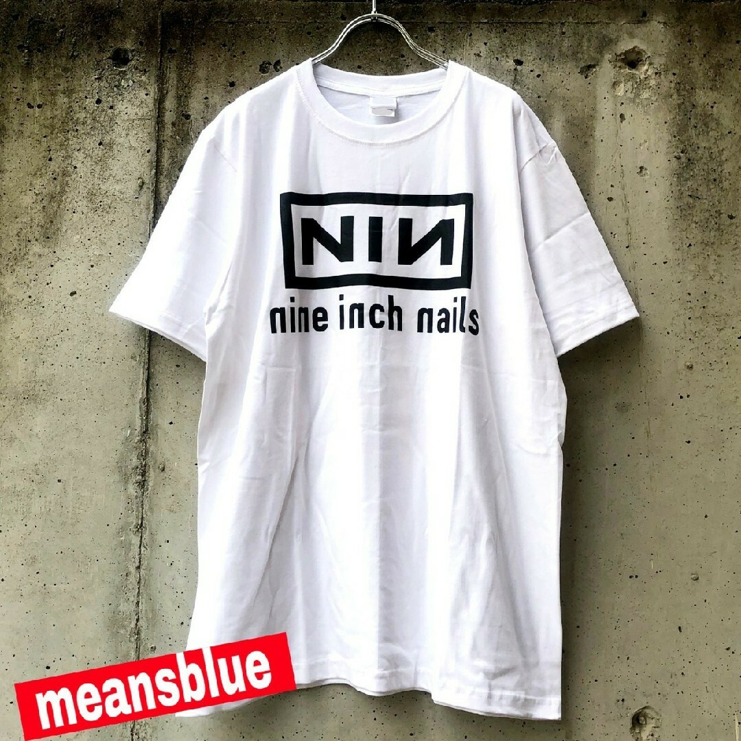 白XXL◇半袖 NIN boxロゴ Nine inch nails ロックT
