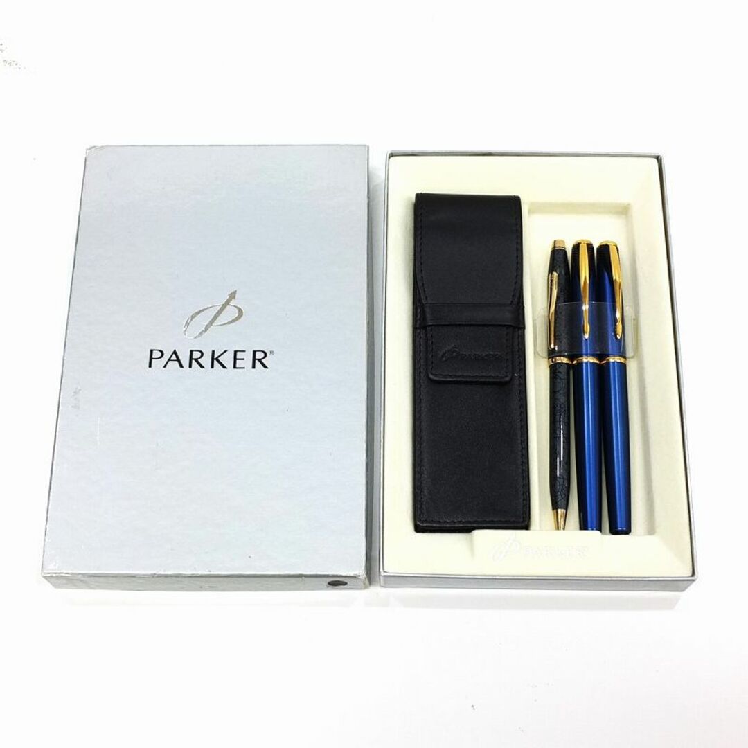 PARKER パーカー 万年筆 クロス CROSS ボールペン ペン グレー ブルー セット 3本 筆記用具 文房具JA-17459