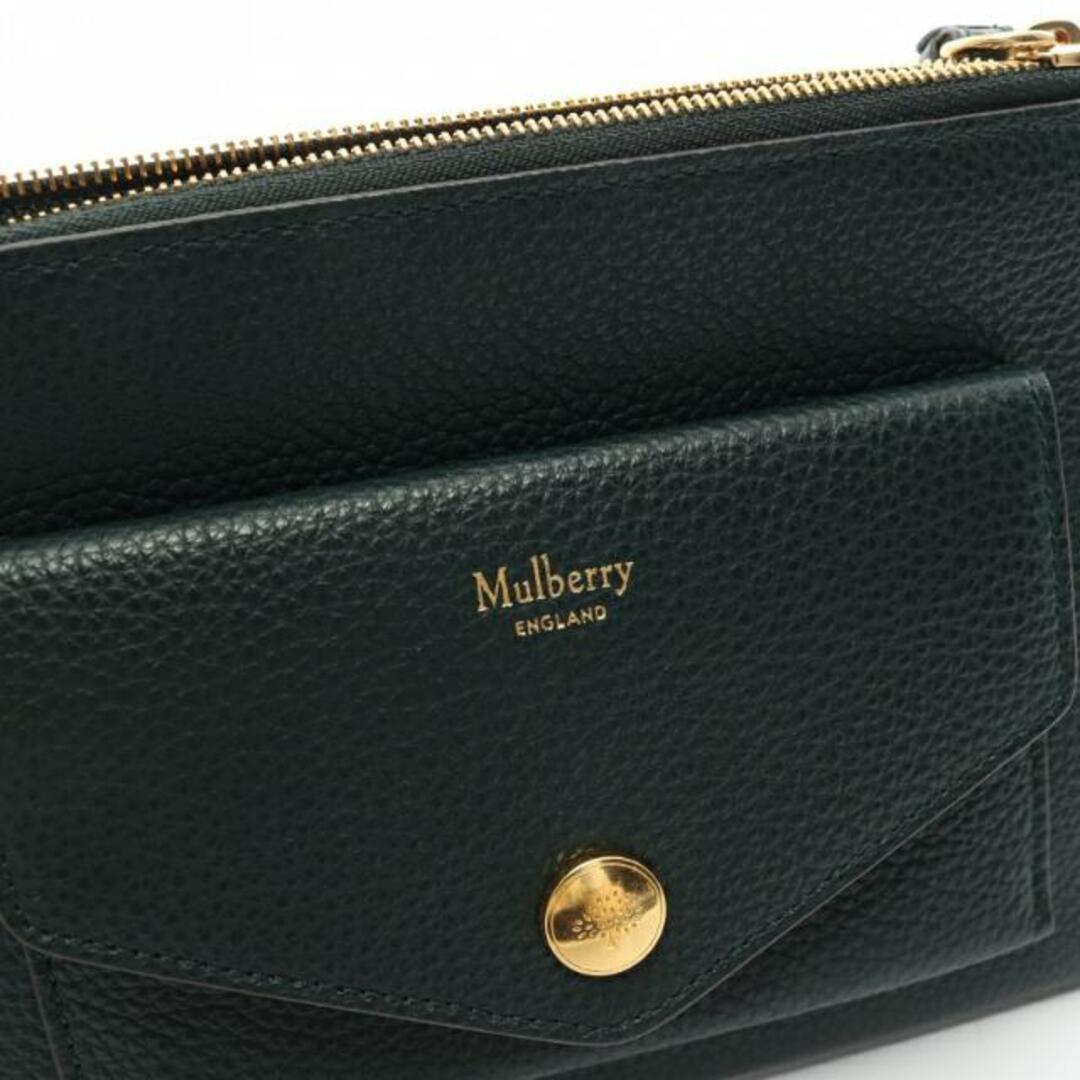 Mulberry(マルベリー)の ポーチ レザー ダークグリーン ロゴ レディースのファッション小物(ポーチ)の商品写真