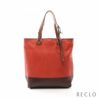 コーチ(COACH)のBleecker Colorblock Shopper ブリーカー カラーブロック ショッパー ハンドバッグ トートバッグ レザー オレンジレッド ダークブラウン ブラウン(トートバッグ)