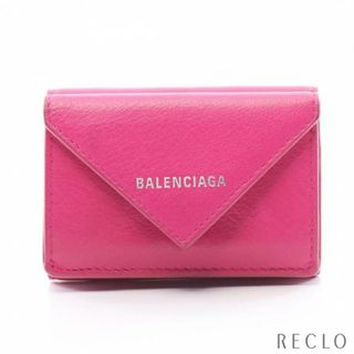 バレンシアガ(Balenciaga)のペーパーミニウォレット コンパクトウォレット 三つ折り財布 レザー ピンクパープル(財布)