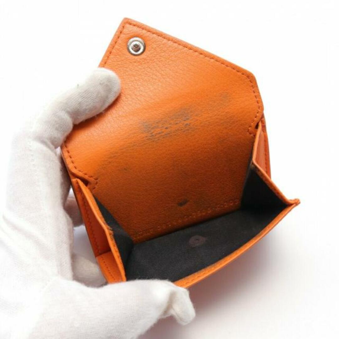 ペーパーミニウォレット コンパクトウォレット 三つ折り財布 レザー オレンジ