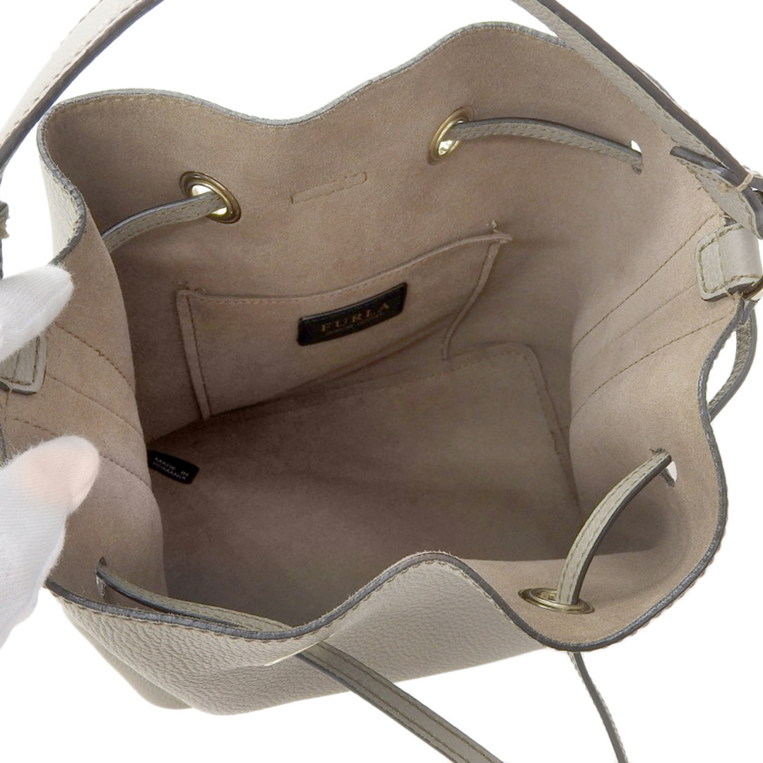 【本物保証】 布袋・保付 超美品 フルラ FURLA 2WAYバッグ 巾着バッグ ハンドバッグ ショルダーバッグ レザー グレー