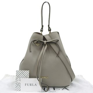 フルラ(Furla)の【本物保証】 布袋・保付 超美品 フルラ FURLA 2WAYバッグ 巾着バッグ ハンドバッグ ショルダーバッグ レザー グレー(ハンドバッグ)