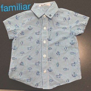 ファミリア(familiar)のファミリア　水色ボーダー　半袖シャツ　100cm(Tシャツ/カットソー)