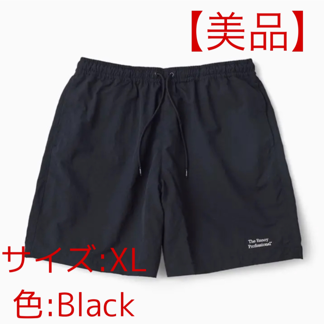 1LDK SELECT(ワンエルディーケーセレクト)のennoy エンノイ ナイロンショートパンツ XL ブラック 美品 メンズのパンツ(ショートパンツ)の商品写真