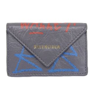 アザー(other)のバレンシアガ BALENCIAGA ペーパーミニ グラフィティ 三つ折り財布 コンパクトウォレット レザー グレー 391446 中古 新入荷 OBB0516(財布)