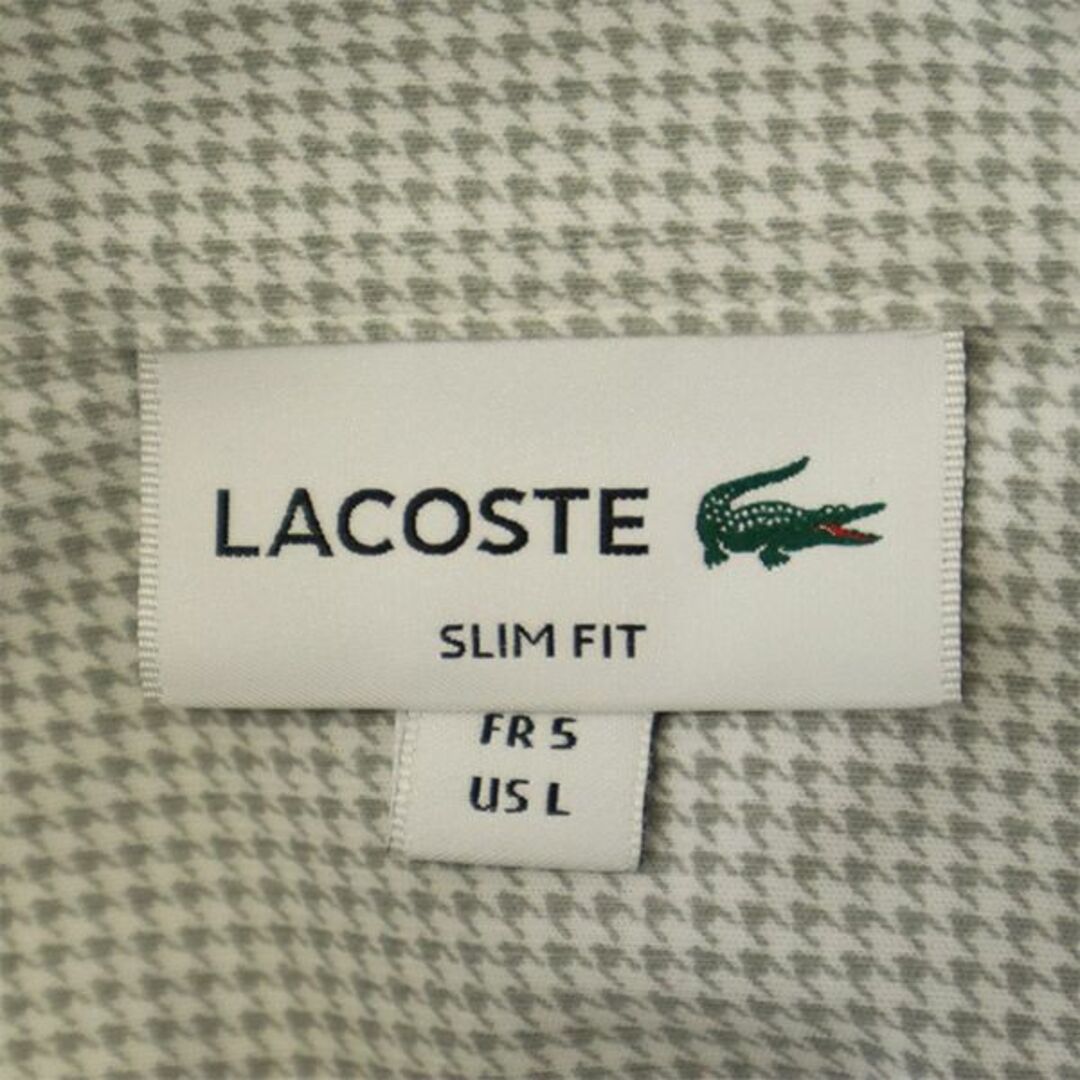 LACOSTE - ラコステ 千鳥格子柄 半袖 ボタンダウンシャツ L グレー