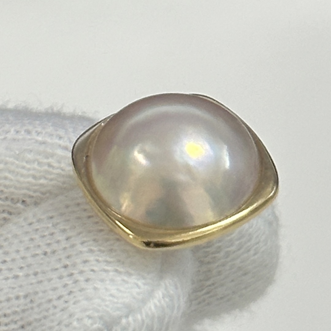 K18海水マベパールピアス　天然色　本真珠