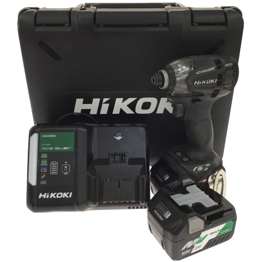 ΘΘHiKOKI ハイコーキ インパクトドライバ 充電器・充電池2個・ケース付 WH18DDL2 ブラック