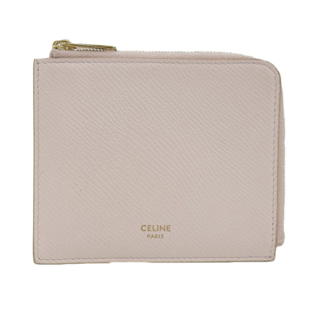 セリーヌ CELINE レザー L字ファスナー コンパクト 財布 カードケース ペイルピンク FLAMINGO ZIPPED PURSE REMOV.CARD Y02197サイズ表記