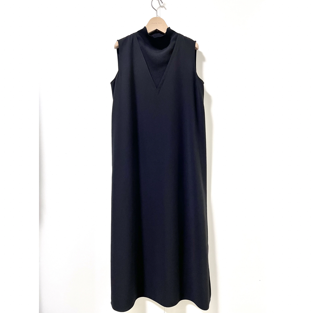 Theory 21AW 異素材コンボ ウォッシャブル ノースリーブワンピース