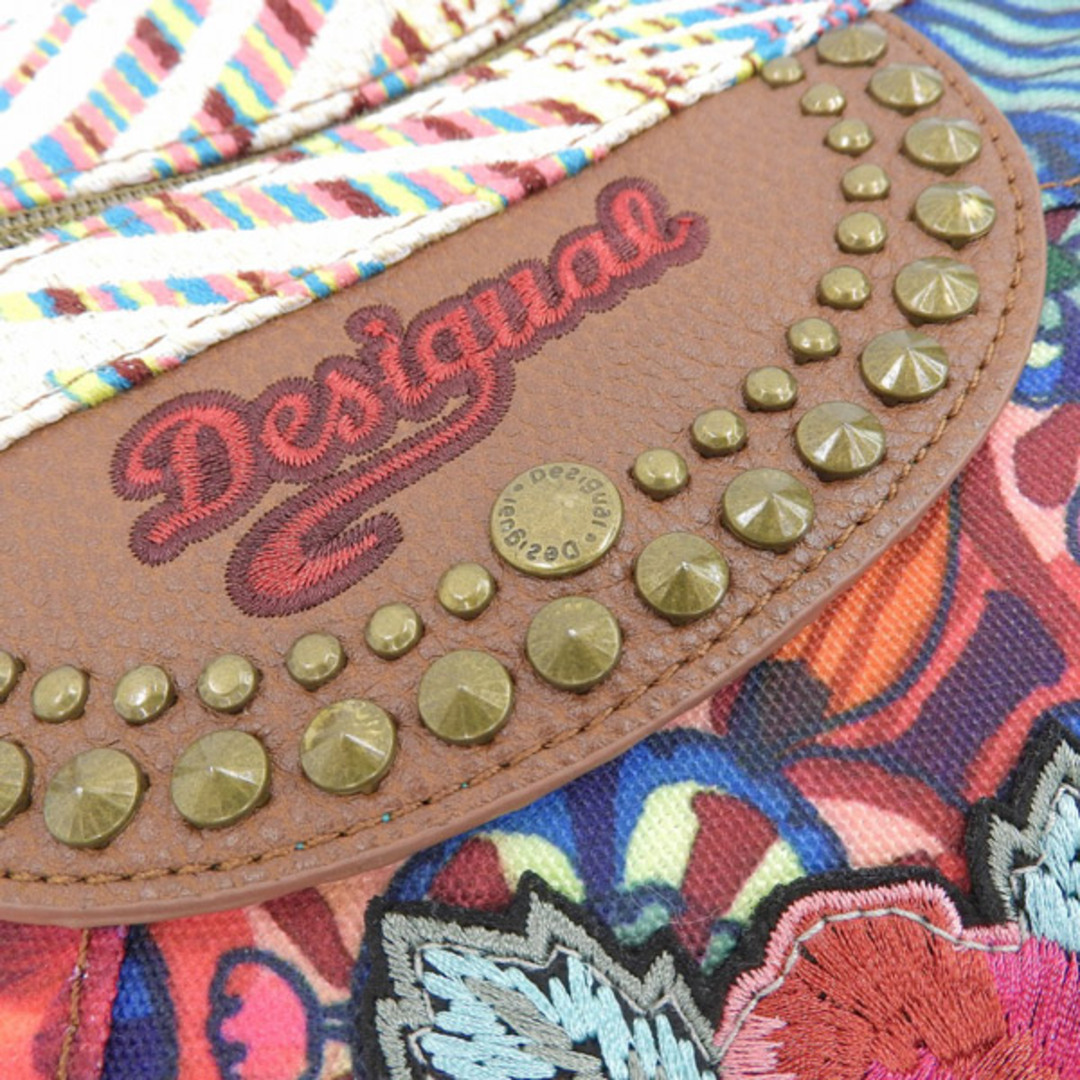 DESIGUAL(デシグアル)の美品 デシグアル Desigual パッチワーク 花柄 ショルダーバッグ マルチカラー×ブラウン Y02207 レディースのバッグ(ショルダーバッグ)の商品写真